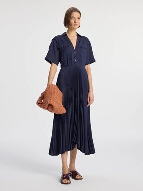 A.L.C. Liam Pleated Dress in Maritime Navy Size 6